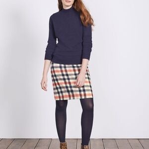 Boden British Tweed Mini, Navy And Pink, Size 6R